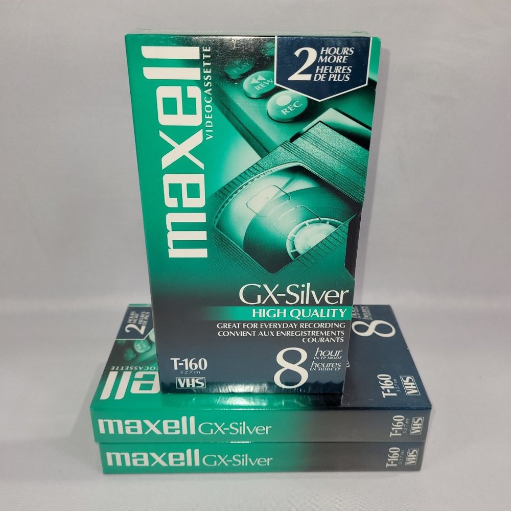 Maxell Vintage Lot 3 VHS Video Tapes GX-Silver T-160 SEALED